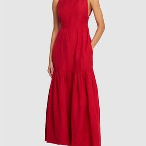 Posse Elise Linen Blend Backless Maxi Dress. M. Excellent, like new condition